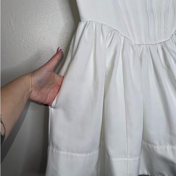 Staud Landscape Corset Mini Dress White Size 12 Babydoll Tulle Skirt - Picture 6 of 11